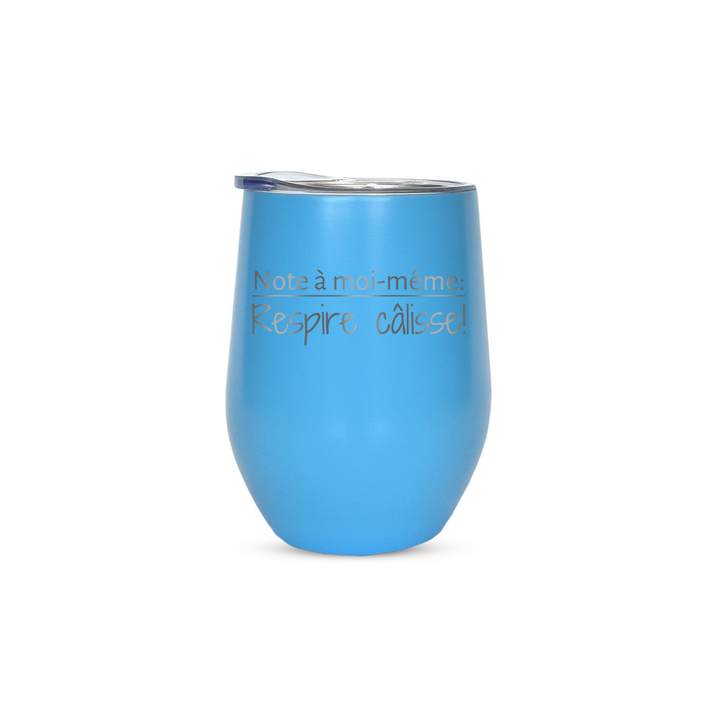 Verre gravé - Note à moi même respire