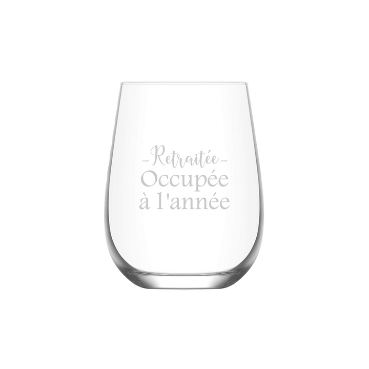 Verre gravé - Retraitée Ocupée à l'année