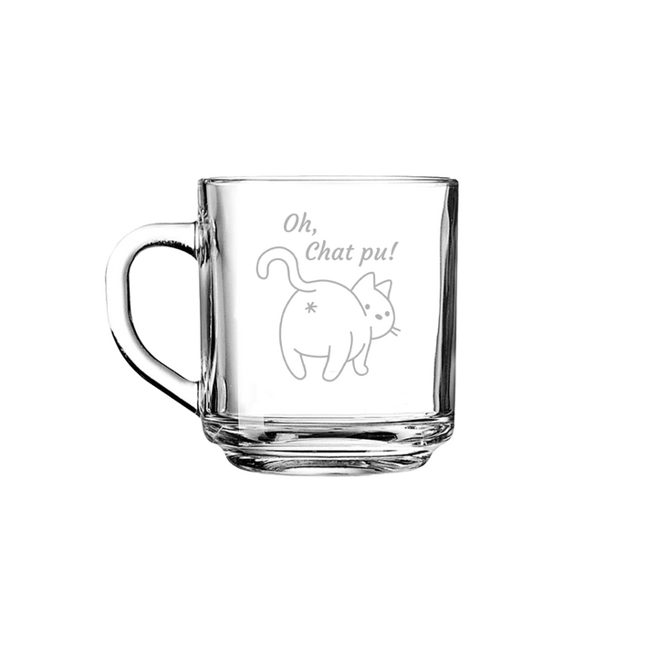 Verre gravé - Oh, Chat pu