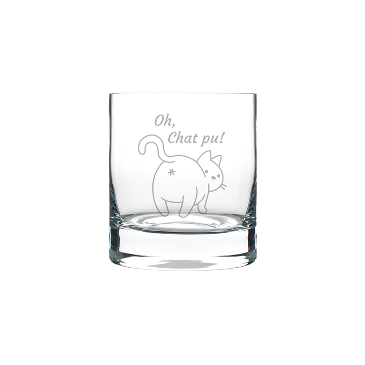 Verre gravé - Oh, Chat pu