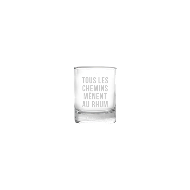 Verre gravé - Tous les chemins mènent au rhum