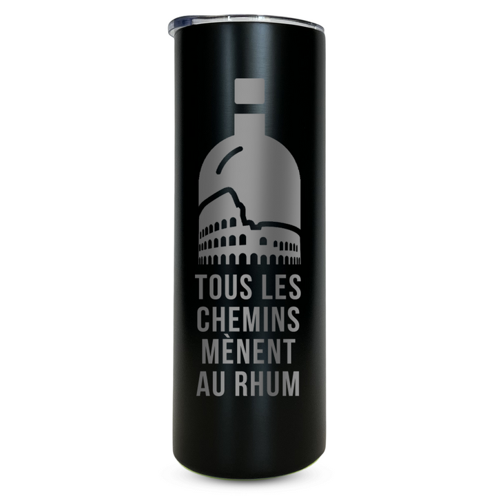 Verre gravé - Tous les chemins mènent au rhum