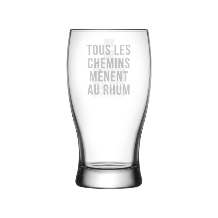 Verre gravé - Tous les chemins mènent au rhum