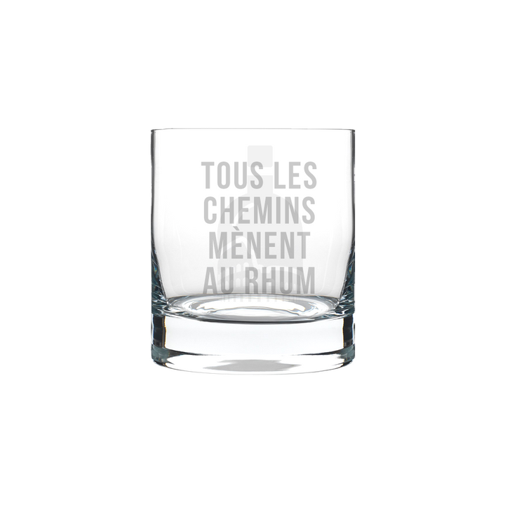 Verre gravé - Tous les chemins mènent au rhum