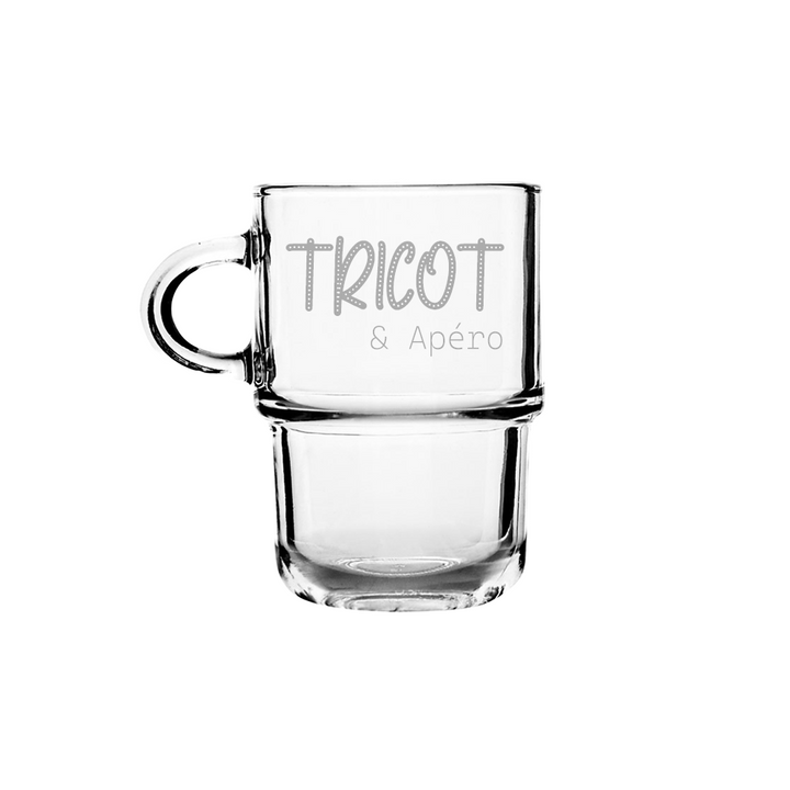 Verre gravé - tricot & apéro