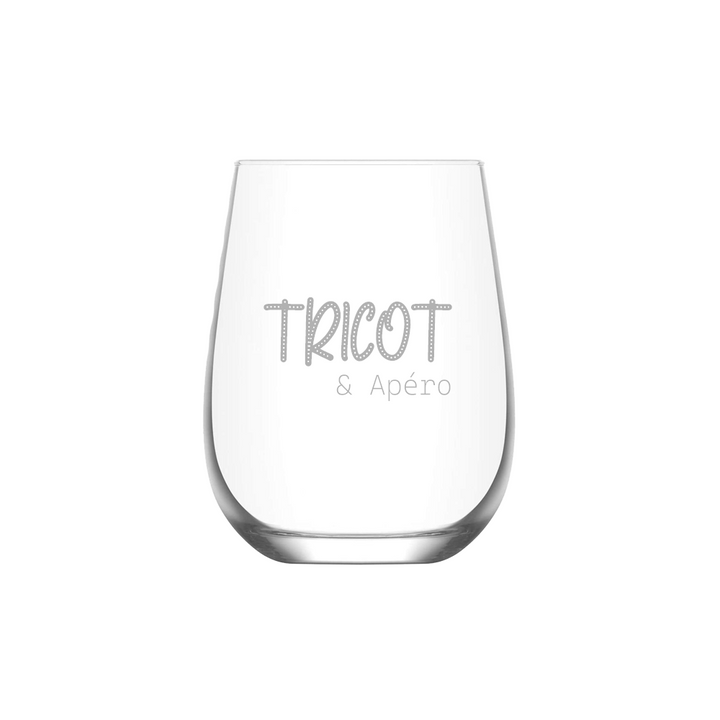 Verre gravé - tricot & apéro