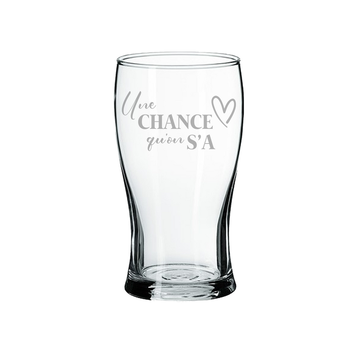 Verre gravé - Une chance qu'on s'a