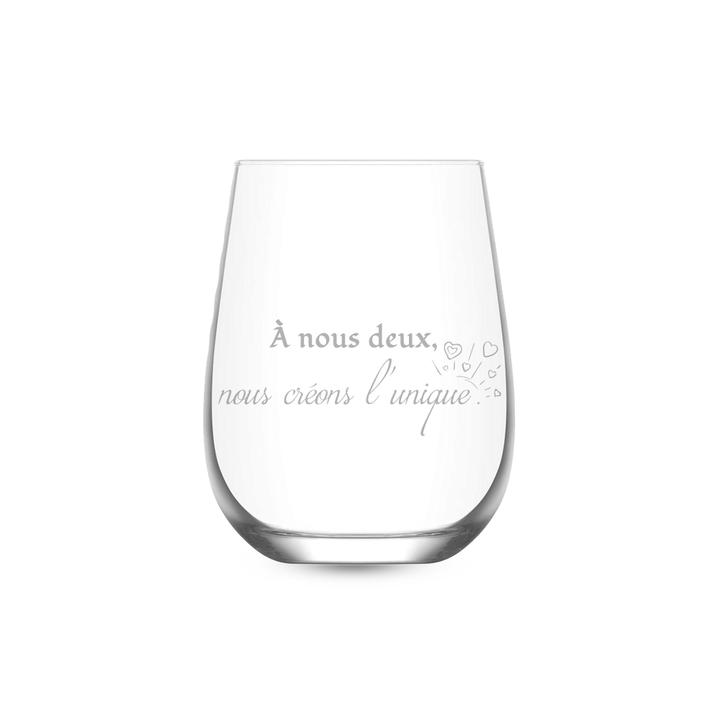 Verre gravé - À nous deux nous créons l'unique