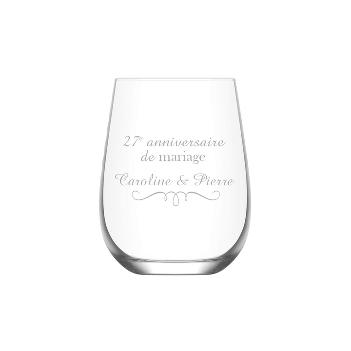 Verre gravé - Anniversaire de mariage