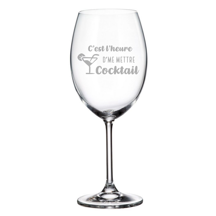 Verre gravé - C'est l'heure d'me mettre cocktail