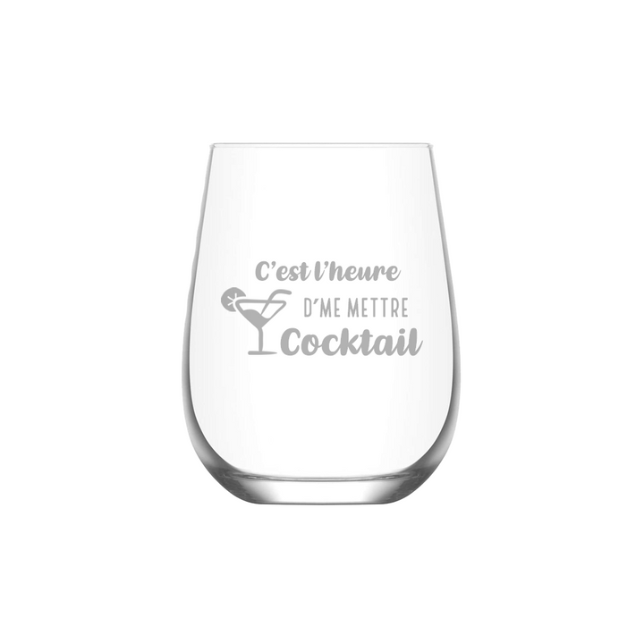 Verre gravé - C'est l'heure d'me mettre cocktail