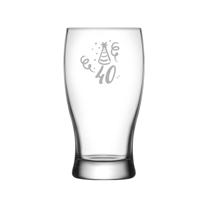 Verre gravé - Chapeau de fête & Confettis (Âge)