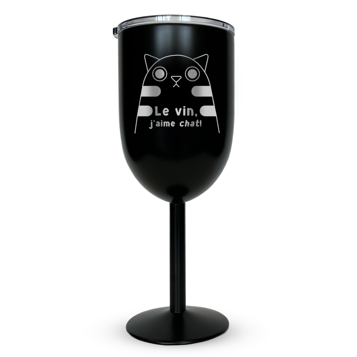 Verre gravé - Le vin j'aime chat!