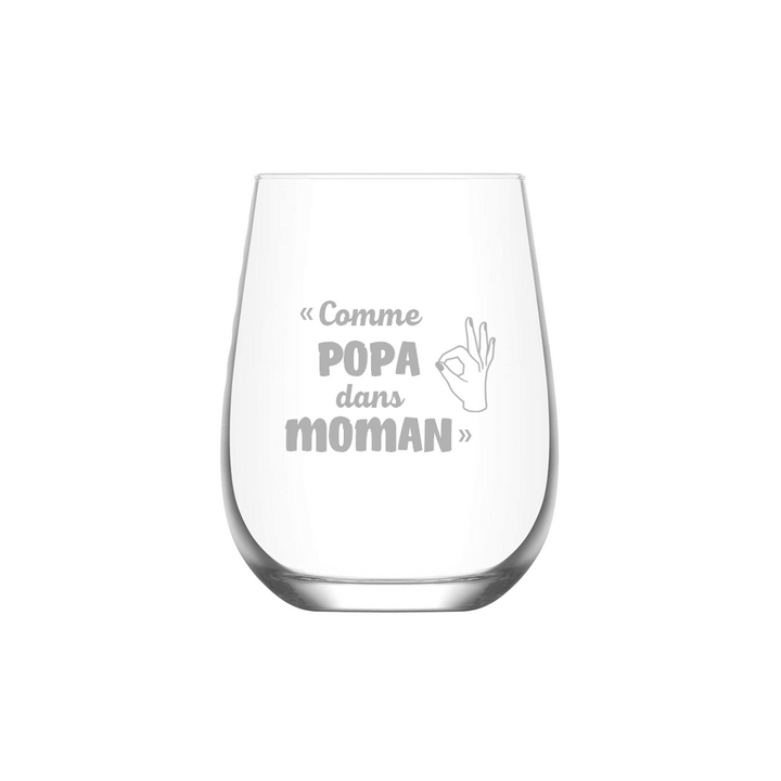 Verre gravé - Comme Popa dans Moman