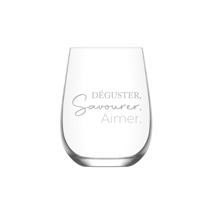 Verre gravé - Déguster, Savourer, Aimer
