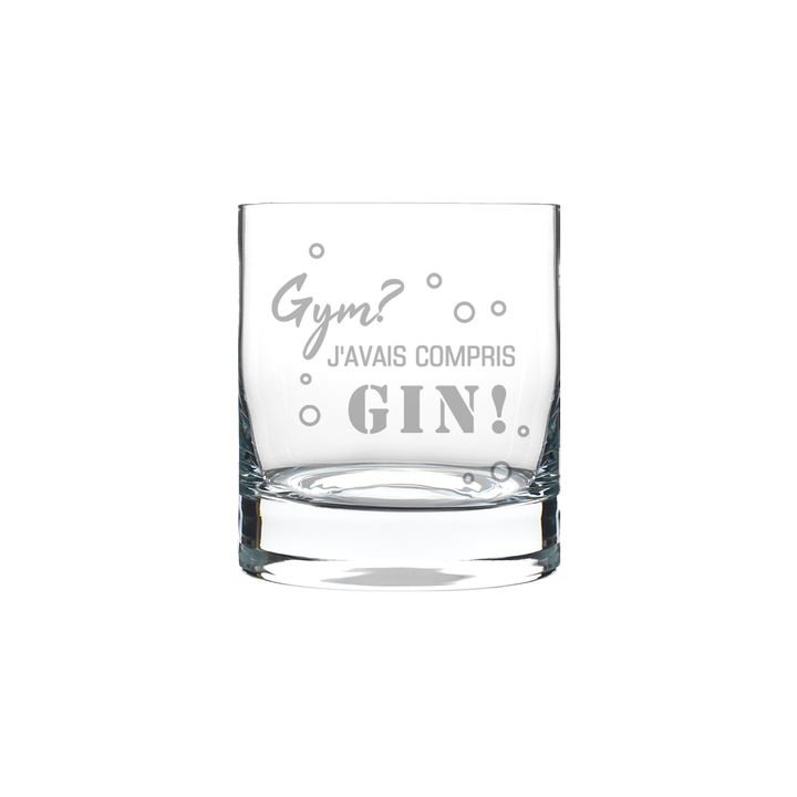 Verre gravé - Gym? J'avais compris Gin!