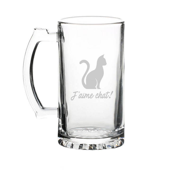 Verre gravé - J'aime chat!