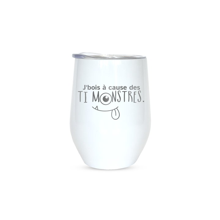 Verre gravé - J'bois à cause des ti monstres