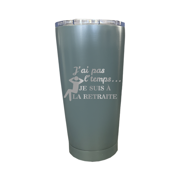 Verre gravé - J'ai pas l'temps, je suis à la retraite