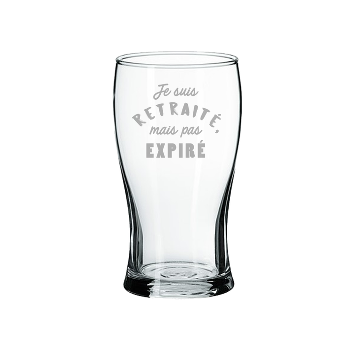 Verre gravé - Je suis RETRAITÉ, mais pas expiré
