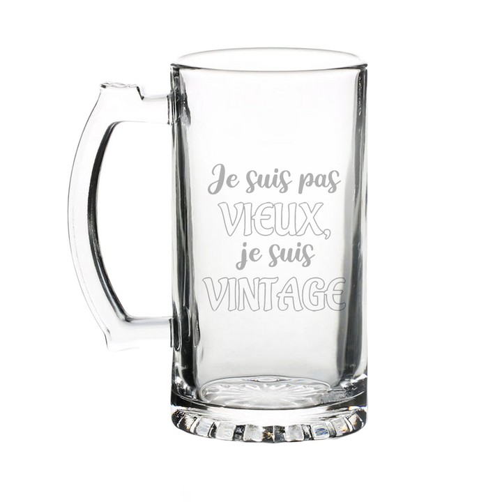 Verre gravé - Je suis pas vieux, je suis vintage