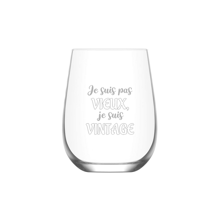 Verre gravé - Je suis pas vieux, je suis vintage