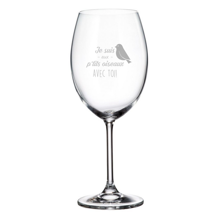 Verre gravé  - Je suis aux p'tits oiseaux