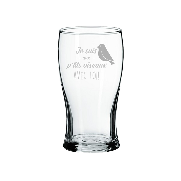 Verre gravé  - Je suis aux p'tits oiseaux