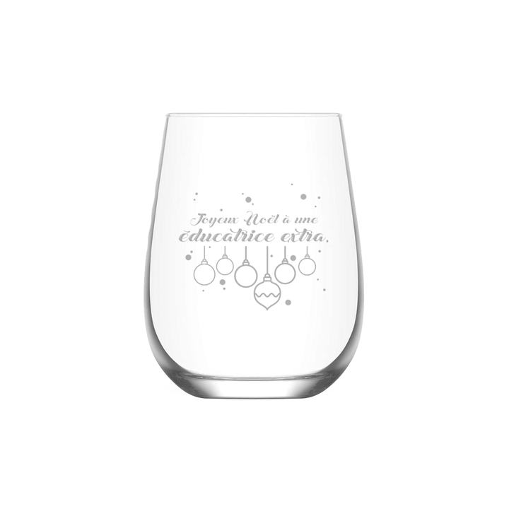Verre gravé - Joyeux Noël à une éducatrice extra