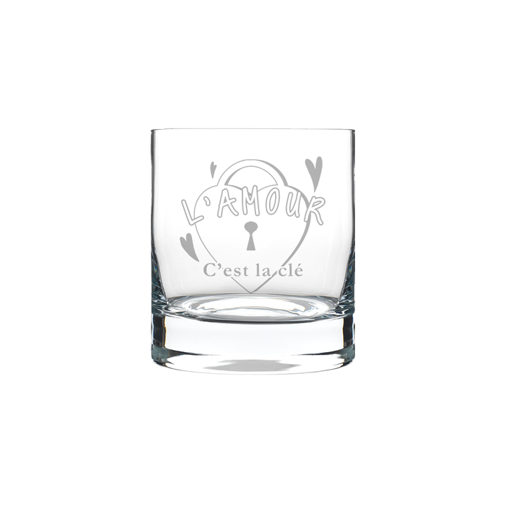 Verre gravé - L'amour, c'est la clé