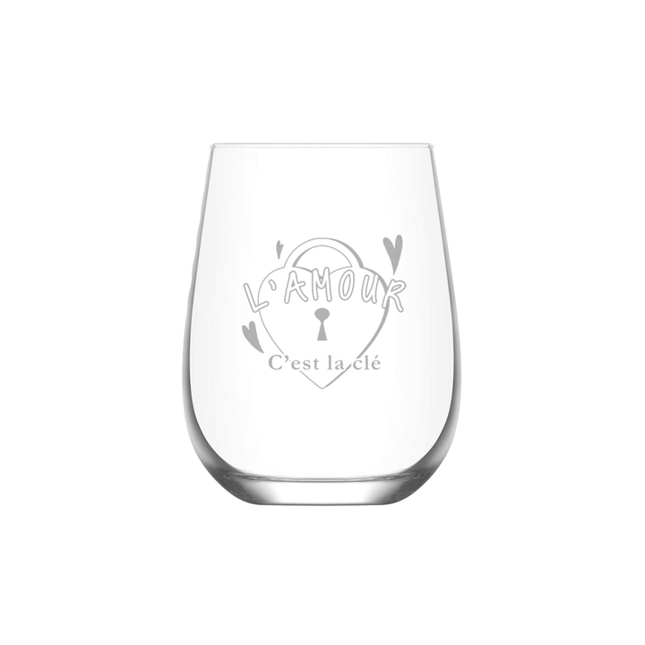 Verre gravé - L'amour, c'est la clé