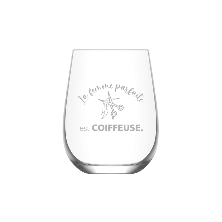 Verre gravé - La femme parfaite est coiffeuse