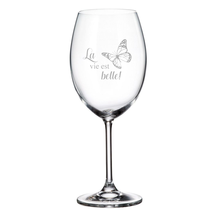Verre gravé - La vie est belle!