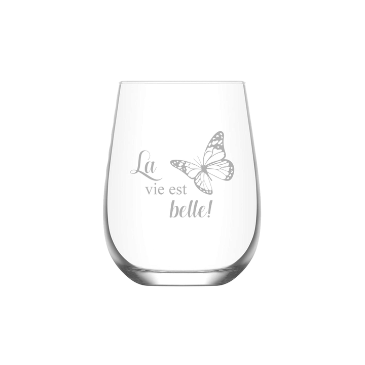 Verre gravé - La vie est belle!