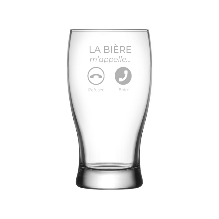 Verre à bière gravé - La bière m'appelle
