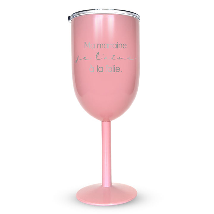 Verre gravé - Ma marraine je l'aime à la folie