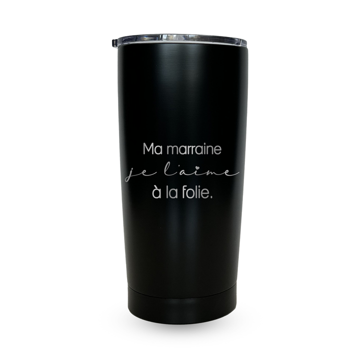 Verre gravé - Ma marraine je l'aime à la folie