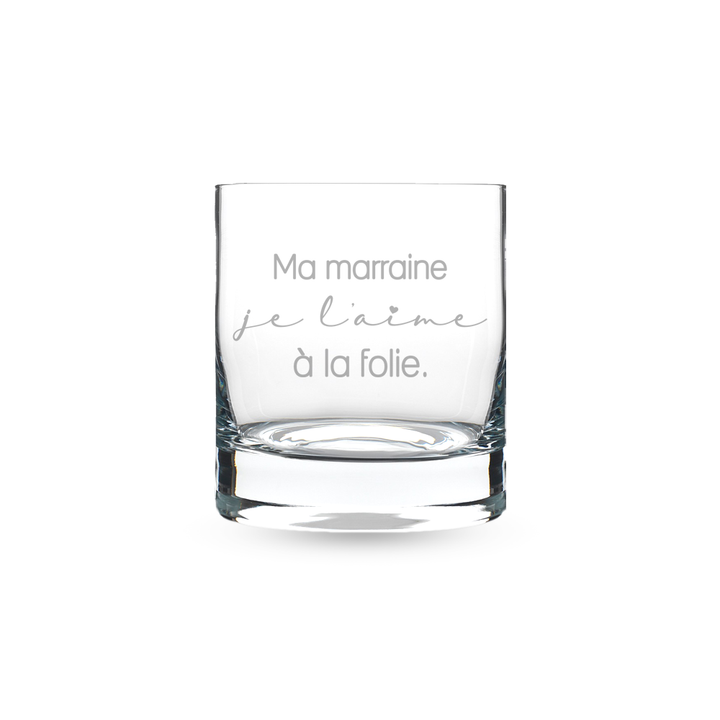 Verre gravé - Ma marraine je l'aime à la folie