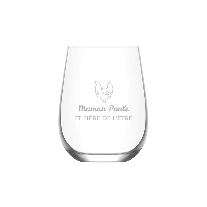 Verre gravé - Maman Poule