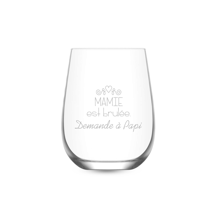 Verre gravé - Mamie est brulée