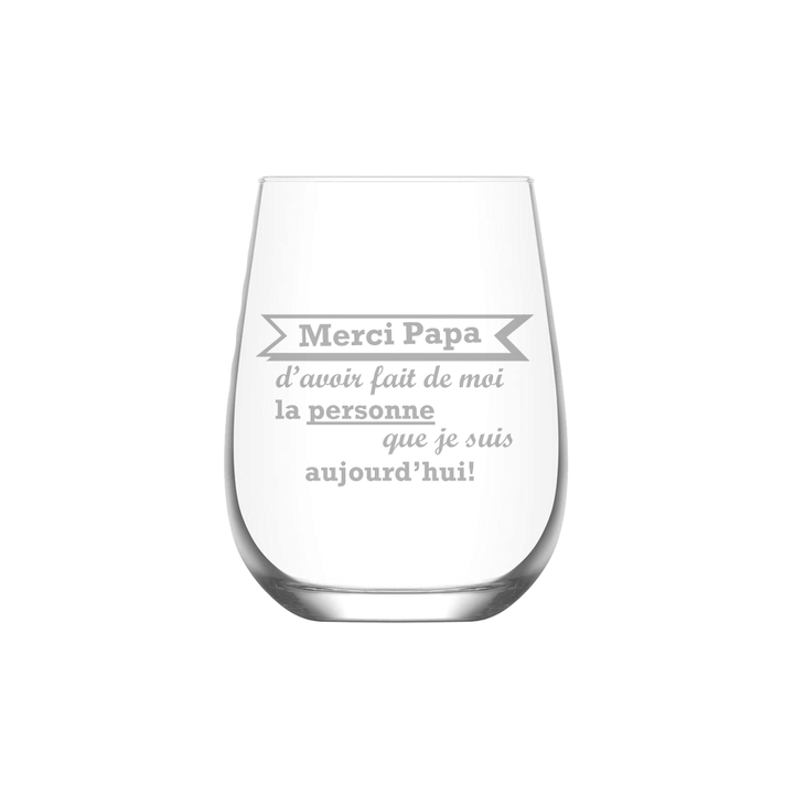 Verre gravé - Merci papa