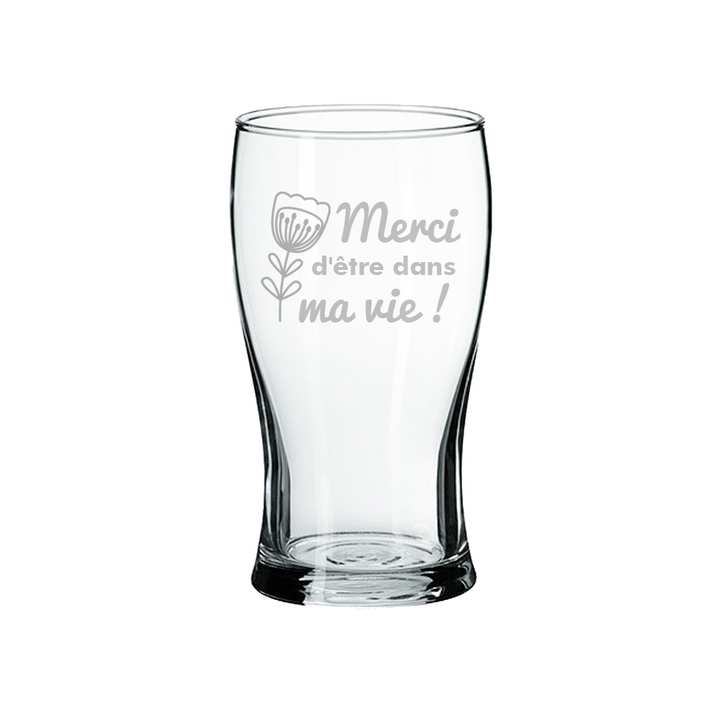 Verre gravé - Merci d'être dans ma vie!