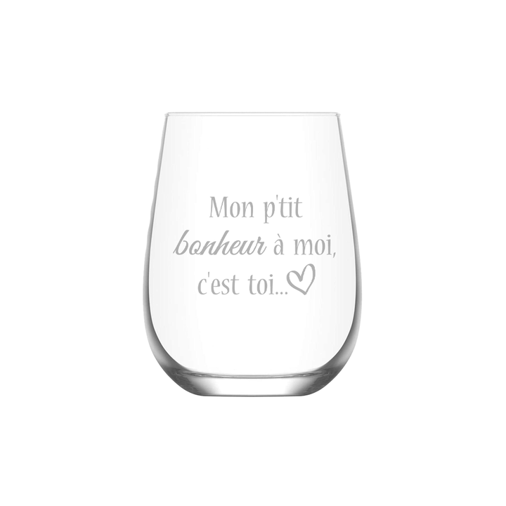 Verre gravé - Mon p'tit bonheur à moi