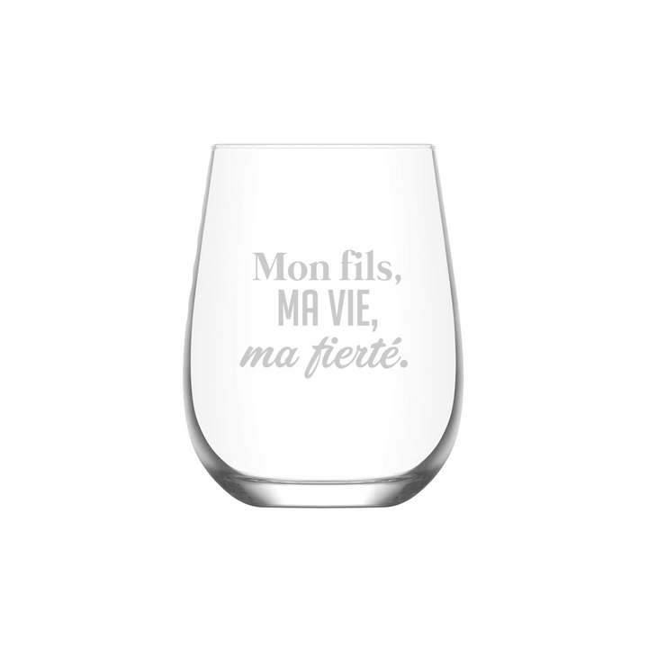 Verre gravé - Mon fils, ma vie