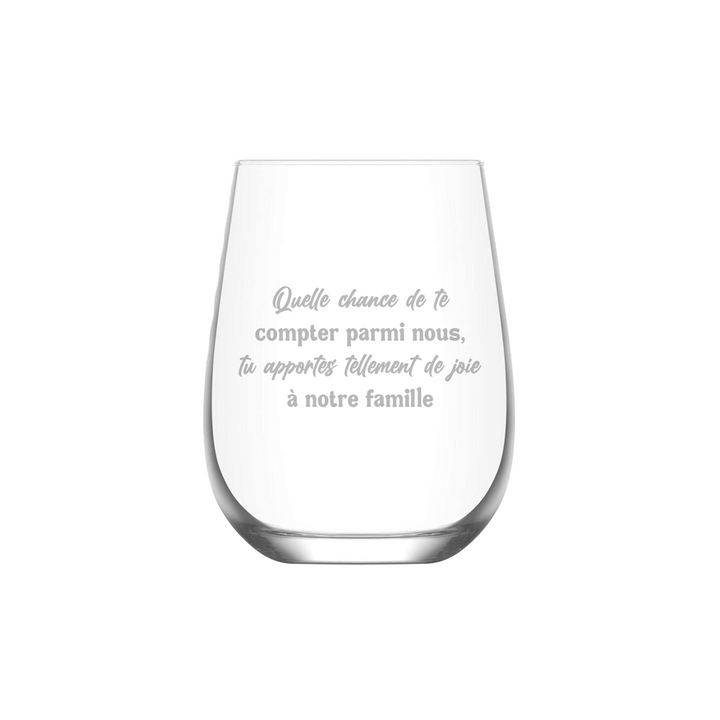 Verre gravé - Quelle chance de te compter parmi nous