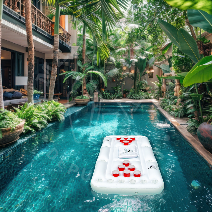 L'Ultime KIT DE PARTY - Matelas de Beer Pong Gonflable ''Rack-a-tack''