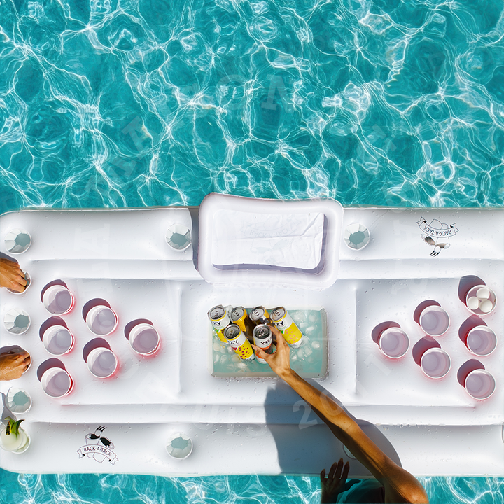 L'Ultime KIT DE PARTY - Matelas de Beer Pong Gonflable ''Rack-a-tack''