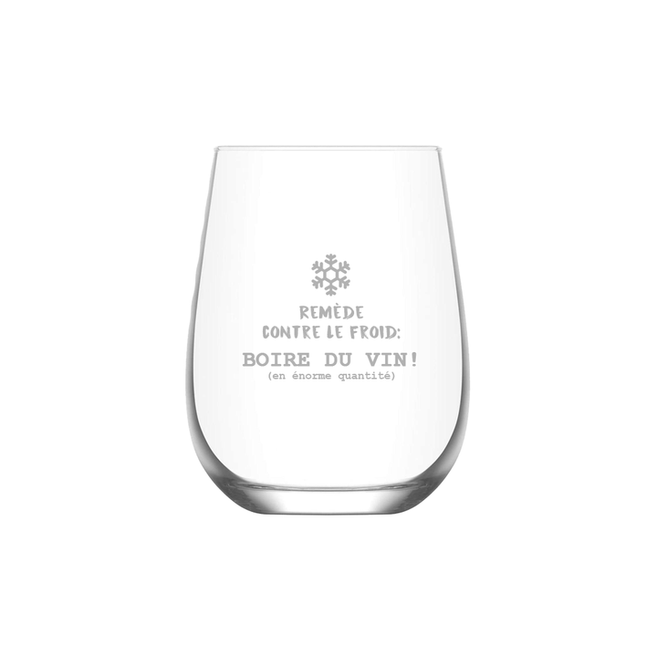 Verre à vin gravé - Remède contre le froid