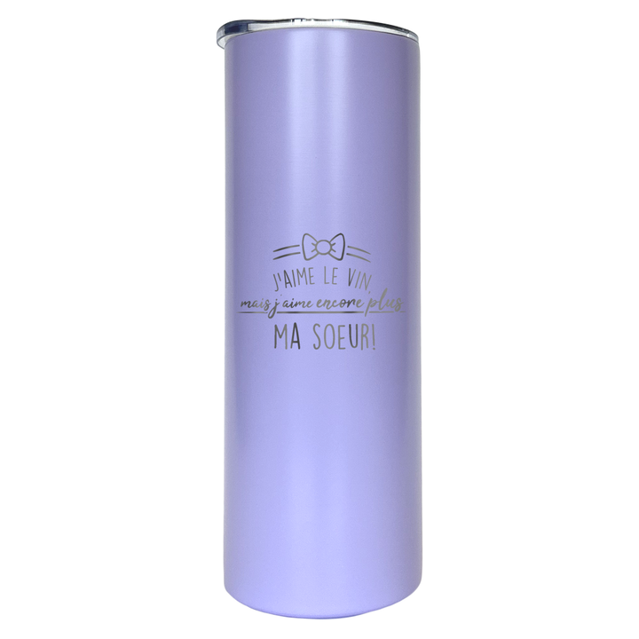 Verre gravé - J'aime le vin, mais j'aime encore plus ma soeur!