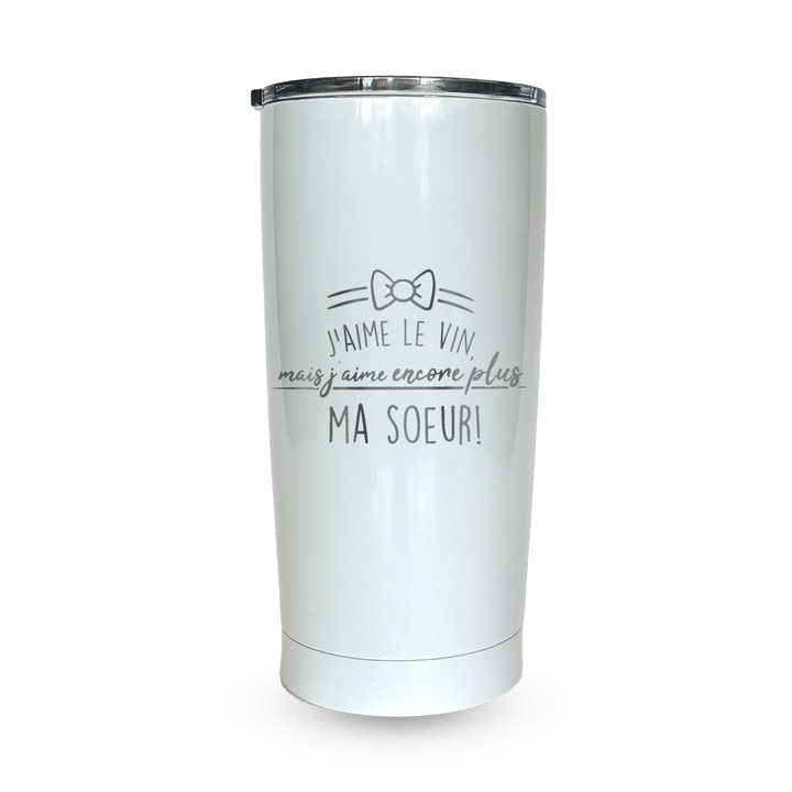 Verre gravé - J'aime le vin, mais j'aime encore plus ma soeur!